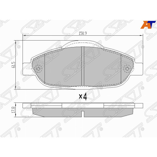 Колодки тормозные перед PEUGEOT 3008/308CC/308SW/5008 SAT