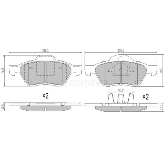 Колодки тормозные перед RENAULT CLIO 06-/MEGANE 03-09 SAT