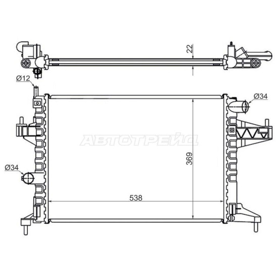 Радиатор OPEL CORSA C 1.4/1.6/1.7D/1.8 00-07/OPEL COMBO 1.4/1.6 00- SAT