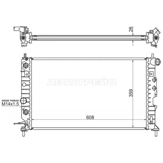 Радиатор OPEL VECTRA B 1.6/1.8/2.0/2.0TD/2.2 95-03 SAT