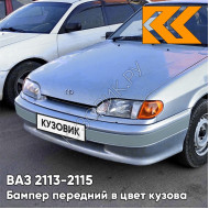 Бампер передний в цвет кузова ВАЗ 2113, 2114, 2115 без птф с полосой 281 - Кристалл - Голубой