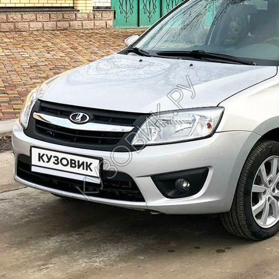 Бампер передний в цвет кузова Лада Гранта 1 (2014-2018) 2191 рестайлинг 611 - АЛМАЗНОЕ СЕРЕБРО - Серебристый