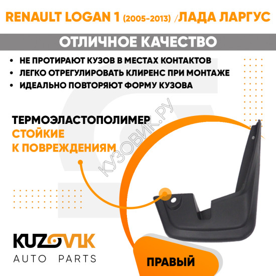 Брызговик передний правый Renault Logan 1 (2005-2013) Лада Ларгус KUZOVIK